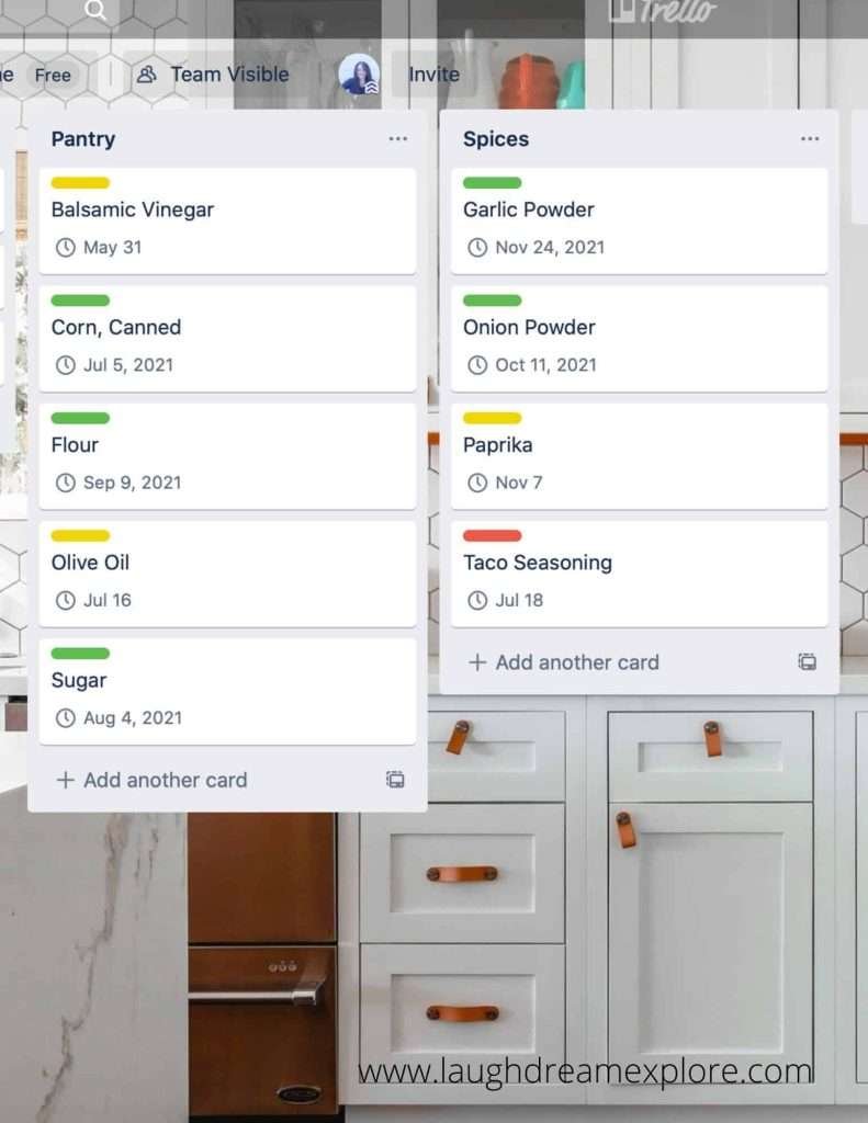 Pantry Inventory using Trello