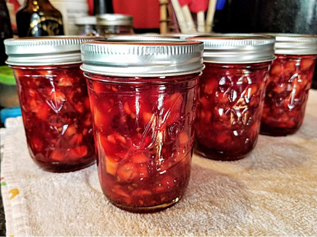 peach blackberry low sugar jam recipe