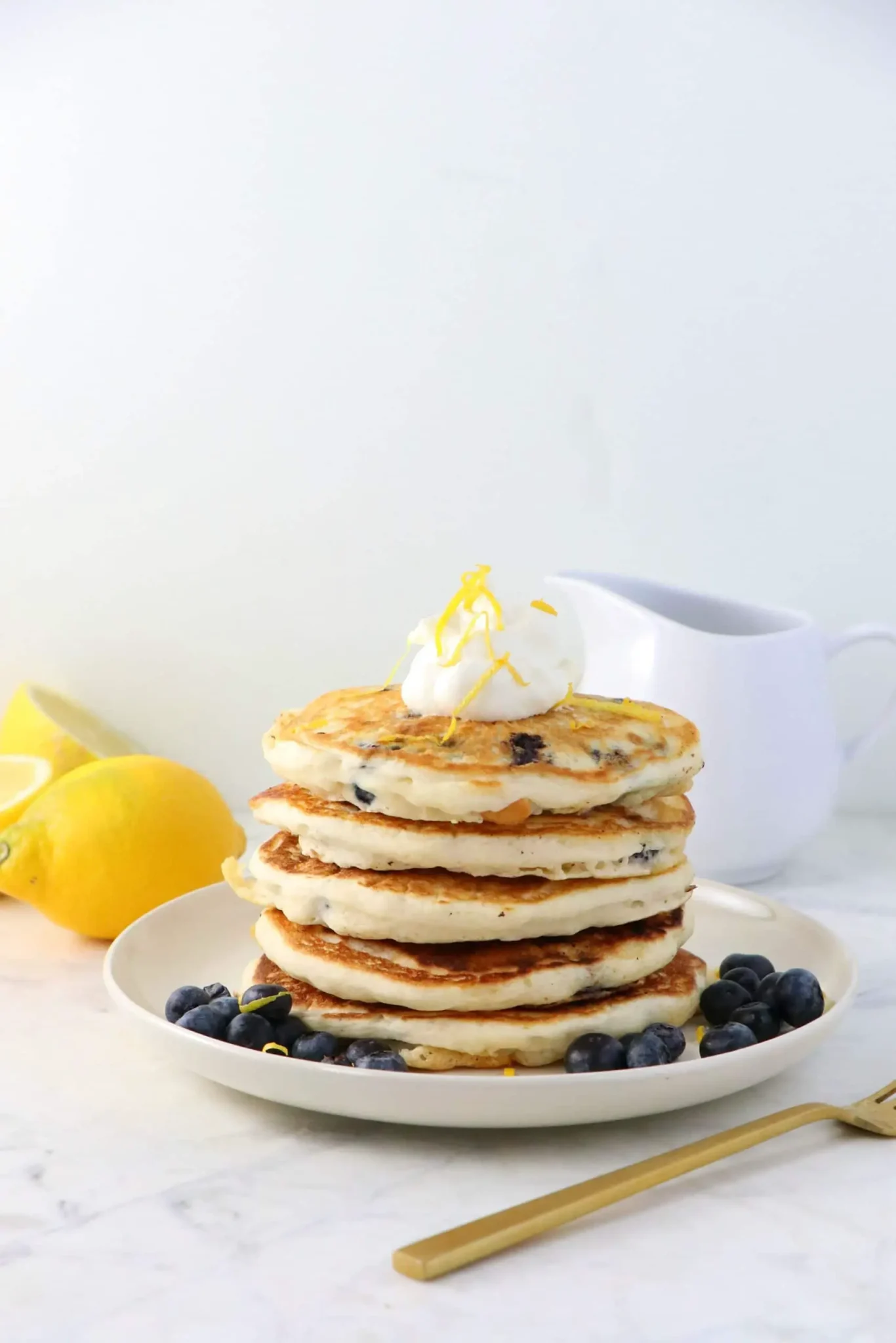 vegan lemon blueberry pancakes