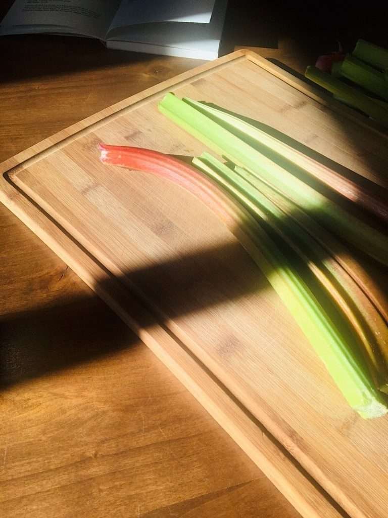Rhubarb on a cutting board Recipes