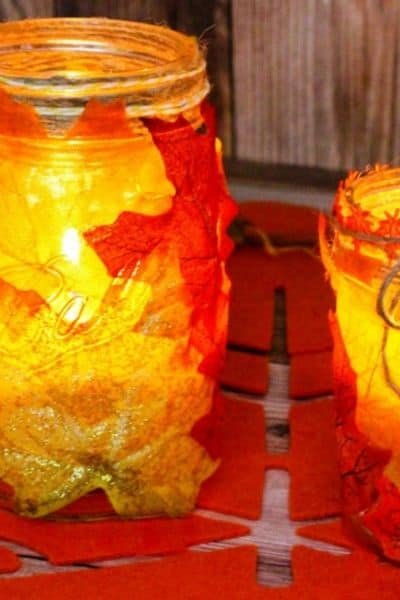 mason jars with fall leaves!