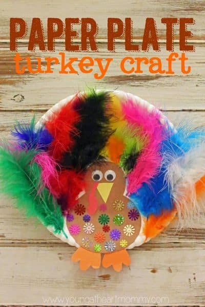 Paper Plate Feathered Turkeys