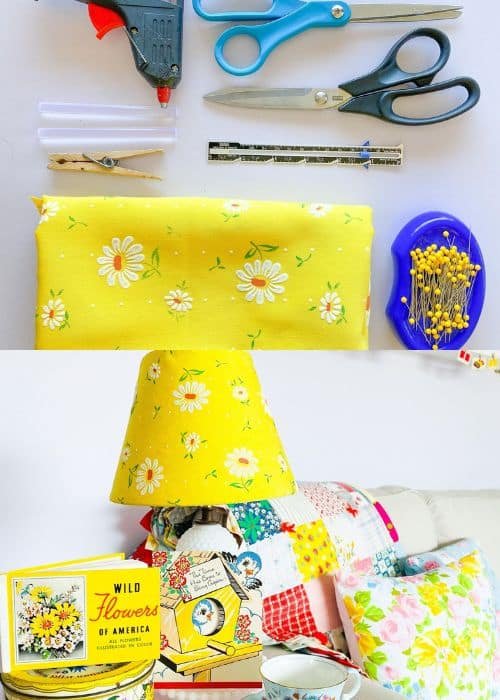 Fabric-covered lampshades or candle holders