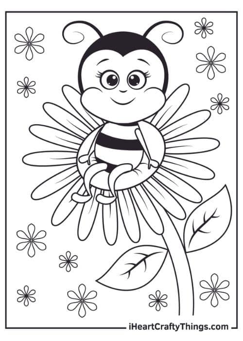 Bee-themed Coloring Pages