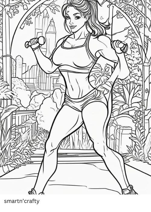 fitness and exercise coloring pages