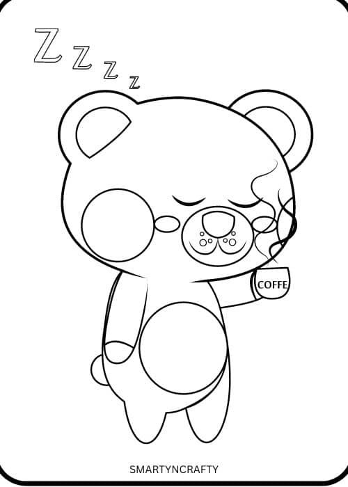 bedtime bear coloring pages