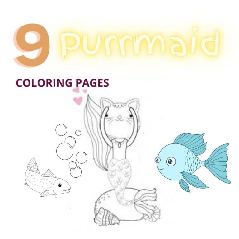 purrmaid coloring pages