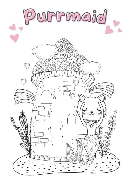 purrmaid coloring pages
