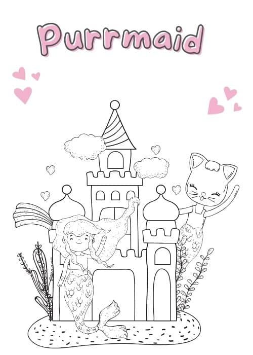 purrmaid coloring pages
