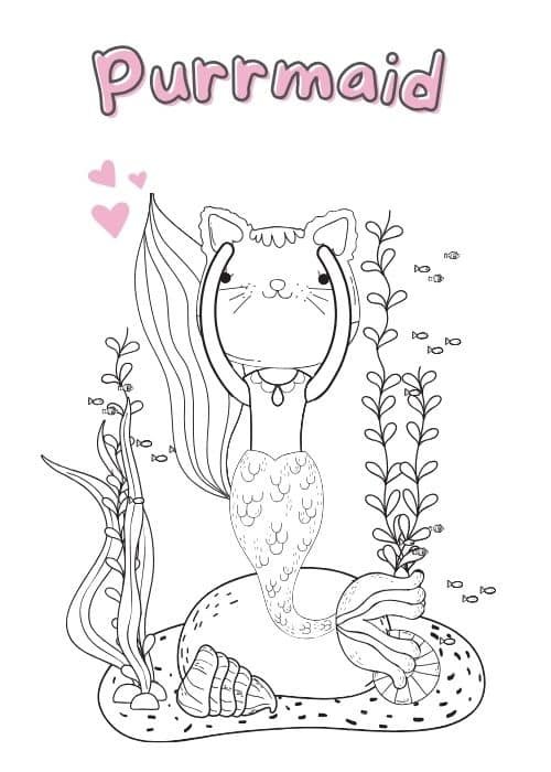 purrmaid coloring pages