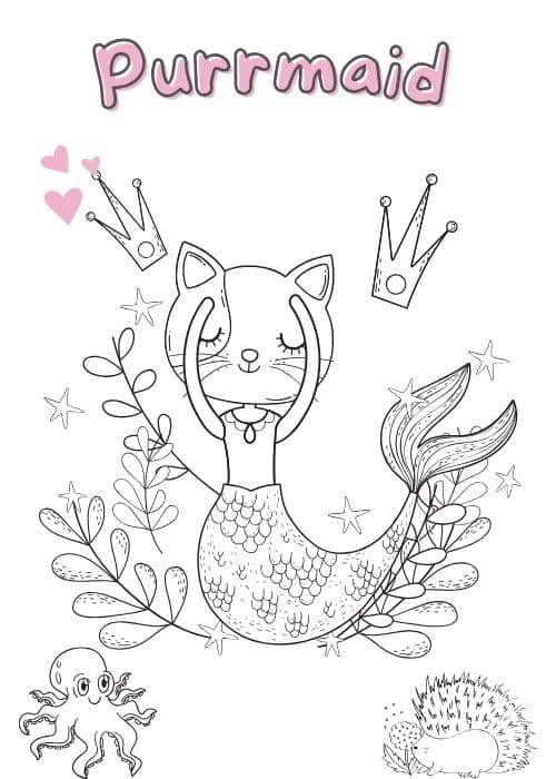 purrmaid coloring pages