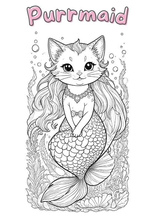 purrmaid coloring pages