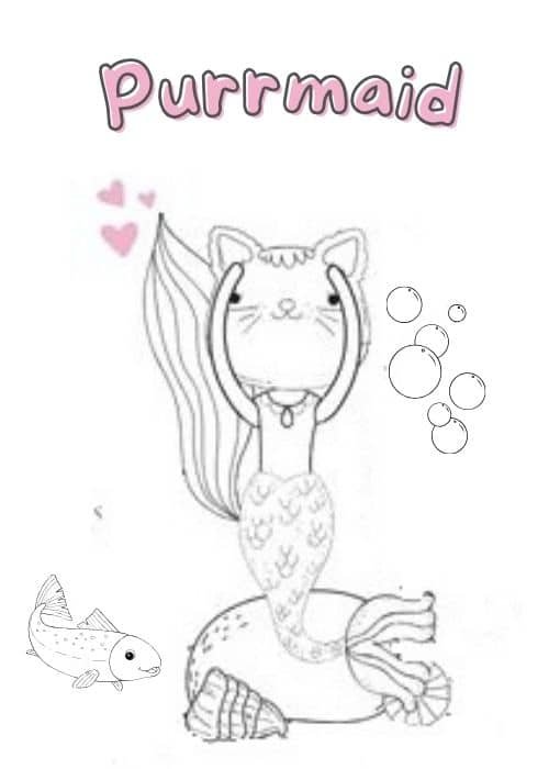 purrmaid coloring pages