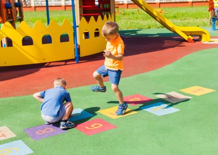 Outdoor hopscotch game