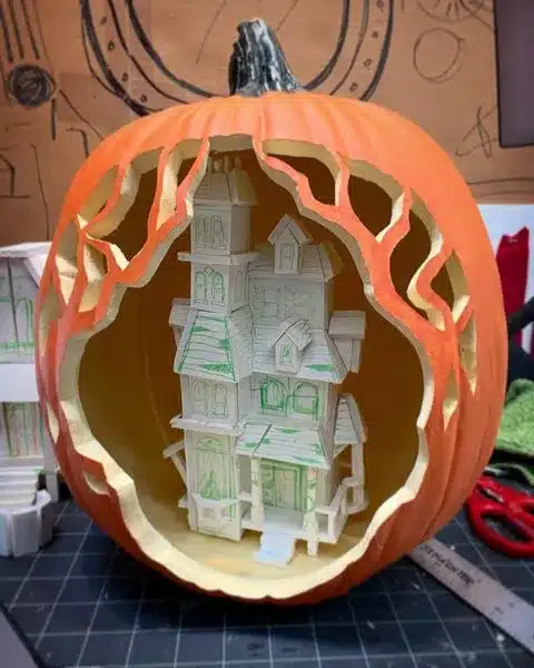 Haunted House Pumpkin Carving Ideas